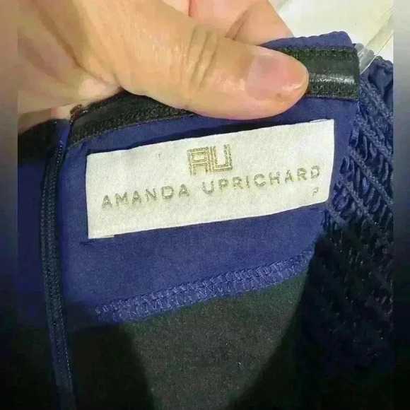 AMANDA UPRICHARD GISELE NAVY BLUE SILK MAXI DRESS GOWN STRAPLESS - Picture 7 of 10